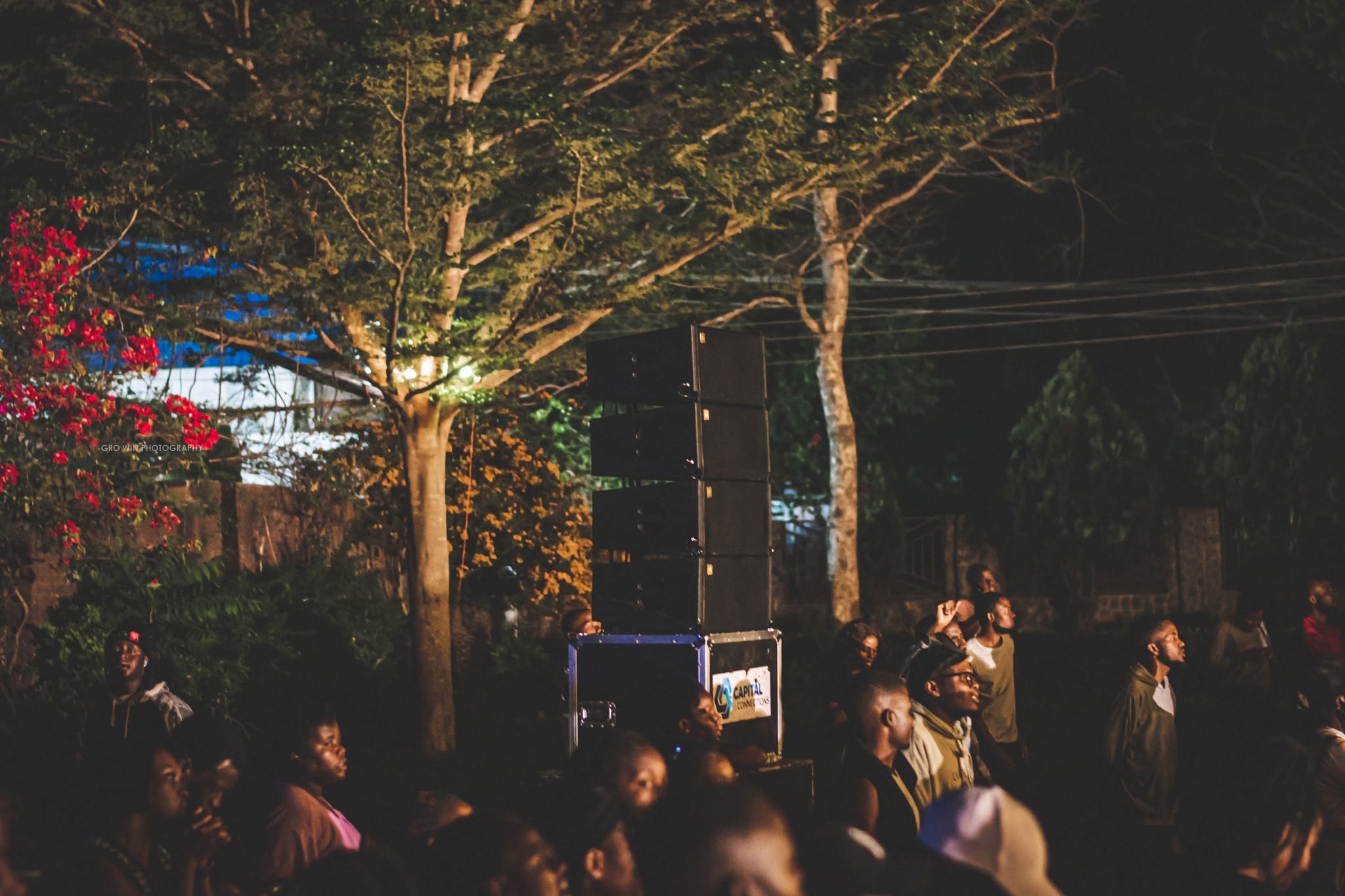 Capital Connections speaker stack at the outdoor Free Worship gathering
